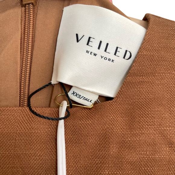 Veiled Collection Farida Linen Modest Maxi Dress NWT XXS Tall Brown Abaya Long - Picture 5 of 8